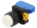 Comutator apăsare 22mm Poz.i 1 NO albă