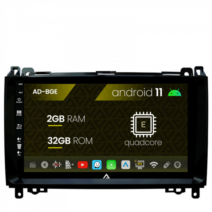 Navigatie Mercedes Benz Sprinter, Viano, Vito, A B Class, Crafter, Android 11, E-Quadcore 2GB RAM + 32GB ROM, 9 Inch - AD-BGE9002+AD-BGRKIT407