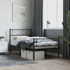vidaXL Cadru pat metalic cu tăblii de cap/picioare, negru, 75x190 cm 372285