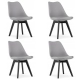 Set 4 scaune bucatarie/living, Artool, Mark, PP, lemn, gri si negru, 49x55.5x82.5 cm GartenVIP DiyLine