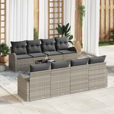vidaXL Set de canapele pentru grădină 7 pcs Gri deschis foto