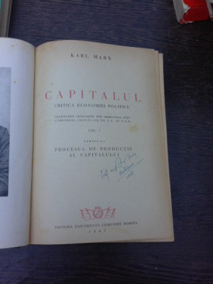 Capitalul, critica economiei politice - Karl Marx vol.I Procesul de productie al capitalului foto