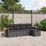 Cumpara ieftin Gossi set mobilier de gradina cu perne, 5 piese, negru, poliratan