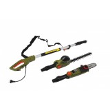 Unealta electrica multifunctionala pentru gradina Heinner VMT001, drujba 750 W, trimmer gard viu 550 W, maner telescopic (128 - 197) cm