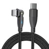 Cablu date si incarcare rapida SuperFastCharge 60W, PRESTIGE CHARGE&reg;, cap rotativ 180, pentru Samsung, TEXTIL PREMIUM, USB-C la USB-C, Type C, 2m, neg