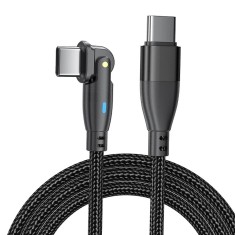 Cablu date si incarcare rapida SuperFastCharge 60W, PRESTIGE CHARGE&reg;, cap rotativ 180, pentru Samsung, TEXTIL PREMIUM, USB-C la USB-C, Type C, 1m, neg