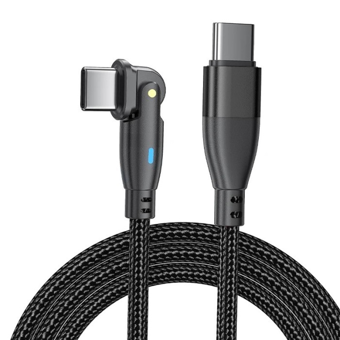 Cablu date si incarcare rapida SuperFastCharge 60W, PRESTIGE CHARGE&reg;, cap rotativ 180, pentru Samsung, TEXTIL PREMIUM, USB-C la USB-C, Type C, 2m, neg