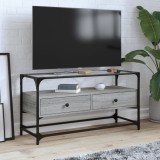Cumpara ieftin Dulap TV blat sticlă, gri sonoma, 98x35x51 cm lemn prelucrat