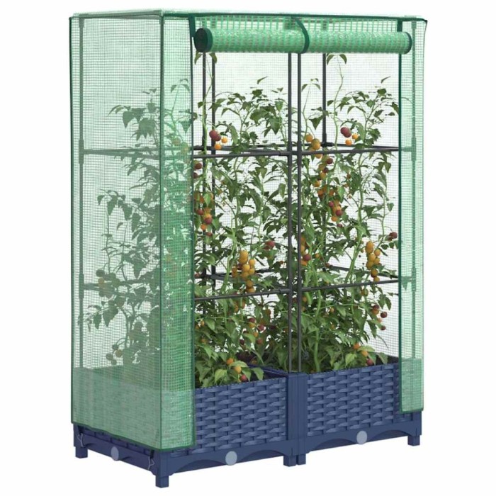 Gossi strat inaltat cu husa de sera, aspect ratan, 80x40x123 cm