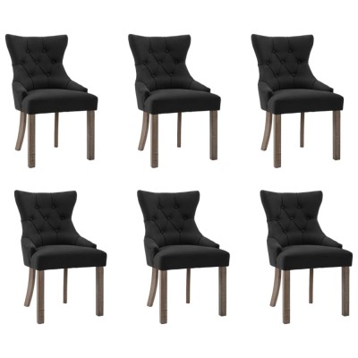 Scaune de sufragerie, 6 buc. negru, material textil foto