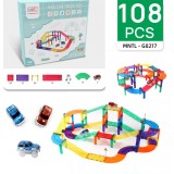 Set 108 Piese - Pista din Placi Magnetice si 2 Masini Incluse
