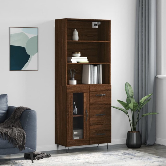 vidaXL Dulap &icirc;nalt, stejar maro, 69,5x34x180 cm, lemn compozit