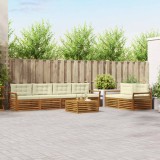 vidaXL Set de canapele de exterior cu pernă 7 pcs Natural și Crem 3373060