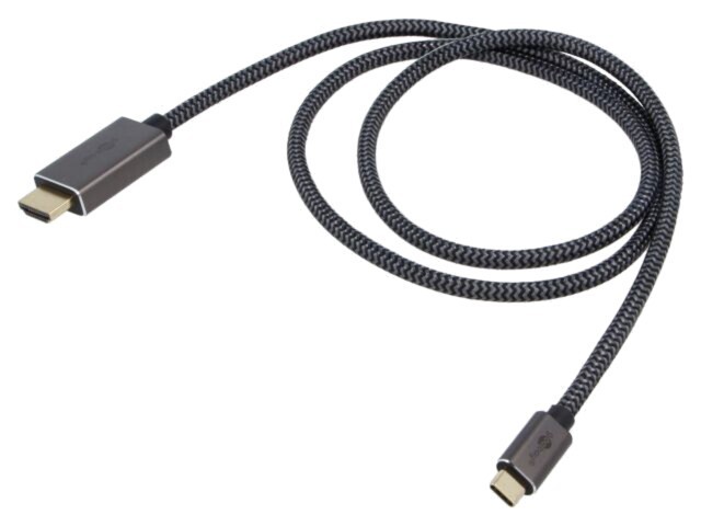 Cablu HDMI - USB C textil 2m Goobay negru argintiu 4K UHD
