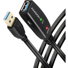 Cablu AXAGON ADR-305, USB 3.0, prelungitor 5m, activ, USB-A tata, USB-A mama (Negru)