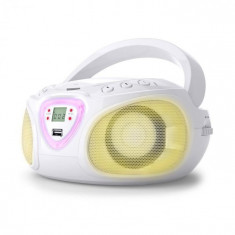 Auna Radio Boombox CD USB MP3 AM / FM Bluetooth 2.1 cu LED Culoare alb foto