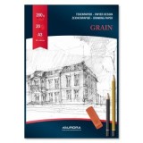 Bloc desen A3, 20 file - 200gsm, AURORA Grain - carton alb