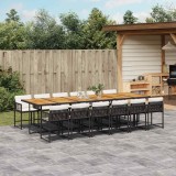 vidaXL Set mobilier de grădină cu perne, 13 piese, negru, poliratan 3211491