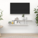 Raft TV cu montaj pe perete, alb extralucios, 125x18x23 cm, PAL GartenMobel Dekor, vidaXL