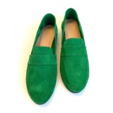 Mocasini din piele intoarsa verde Dori