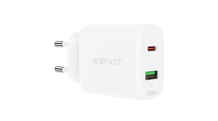 &Icirc;ncărcător de perete Acefast USB tip C / USB 20W, PPS, PD, QC 3.0, AFC, FCP, alb (A25-white)
