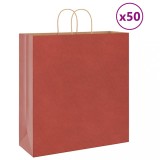 Cumpara ieftin Saci de h&acirc;rtie 50 buc cu m&acirc;nere roșii 45x17x48 cm