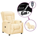 Cumpara ieftin Fotoliu rabatabil electric, crem, piele ecologica