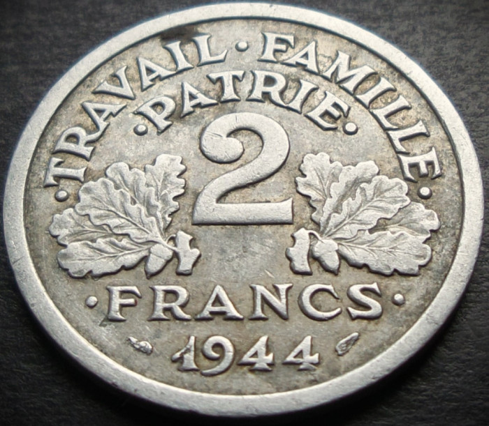 Moneda istorica 2 FRANCI - FRANTA, anul 1944 * cod 3901