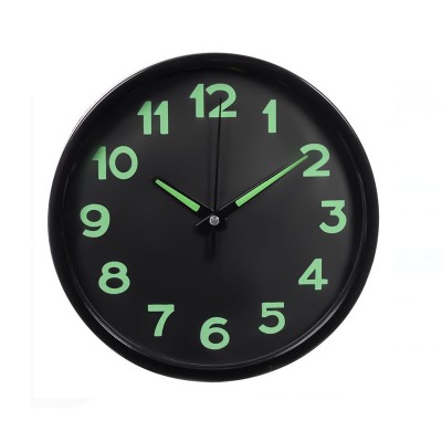 Ceas de Perete Decorativ Glow in the Dark, 20 cm, Negru foto