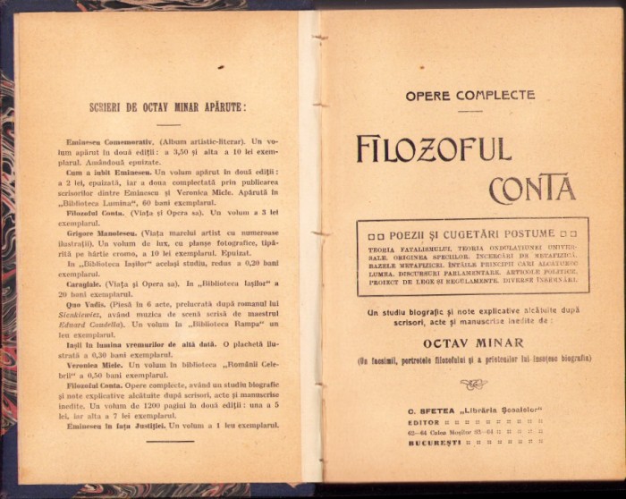 1098SPN Filosoful Conta de Octav Minar, fără an, perioada interbelică