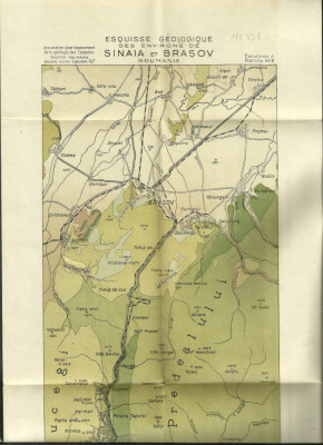 Harta / schiţa geologică a &amp;icirc;mprejurimilor Sinaiei şi Braşovului 1927- 21,5 /43,5 foto