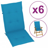 Perne scaun de grădină, 6 buc., albastru, 120 x 50 x 3 cm, vidaXL