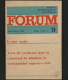 Cumpara ieftin FORUM - REVISTA UNIVERSITARILOR DIN ROM&Acirc;NIA - NR. 9, ANUL XXXII SEPTEMBRIE 1990