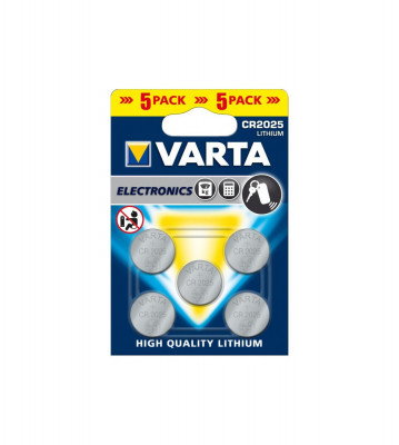 VARTA CR2025 3v baterie plata cu litiu, 5 buc-Conținutul pachetului 1x Blister foto