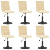 Cumpara ieftin Scaune de sufragerie pivotante 6 buc, crem, catifea