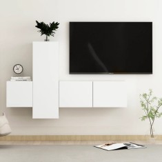 vidaXL Set dulapuri TV, 3 piese, alb, lemn prelucrat