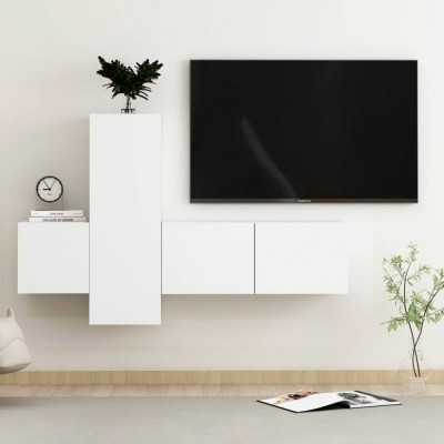 vidaXL Set dulapuri TV, 3 piese, alb, lemn prelucrat foto