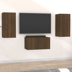 vidaXL Set dulap TV, 3 piese, stejar maro, lemn prelucrat