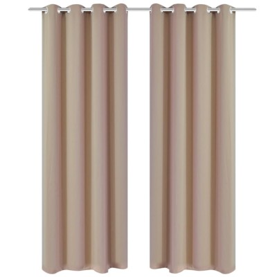 Draperii opace cu inele metalice, 2 buc., crem, 135 x 245 cm foto