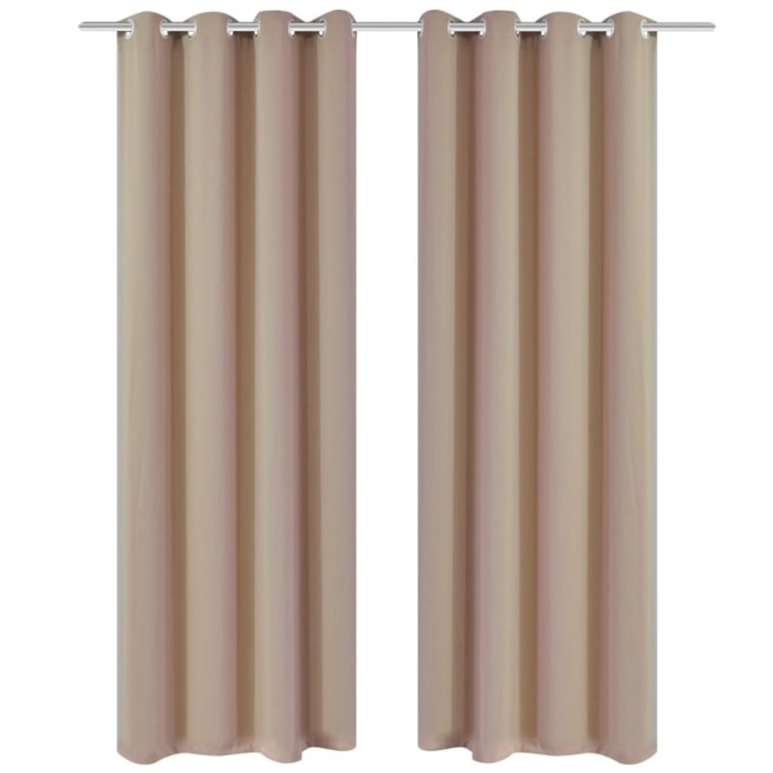 Draperii opace cu inele metalice, 2 buc., crem, 135 x 245 cm