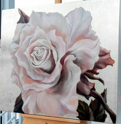 Pictori Romani Tablou abstract U/P Pictura floare Pictura trandafir 100x100cm foto