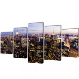 Set tablouri p&acirc;nză cu vedere panoramică orizont New York, 200 x 100 cm