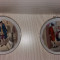 Set doua farfurii decorative, portelan England, englezesc, aplice sistem agatat
