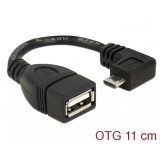 Cablu OTG USB 2.0 la micro USB-B in unghi 11cm, Delock 83104
