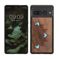 Husa Kwmobile pentru Google Pixel 7 Pro, Maro/Albastru, Lemn, KWM000018ED006C
