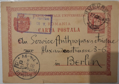1901 CP semnata olograf Mina Minovici catre Service Antropohometrique Berlin foto