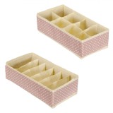 Organizator Sertare Textil, Model Buline, Set 2 Bucăți, Culoare Roz Bej, Dimensiuni 15x30x9cm