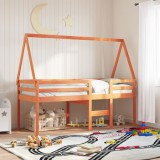 VidaXL Acoperiș pat de copii, maro, 209x95,5x88 cm, lemn masiv pin
