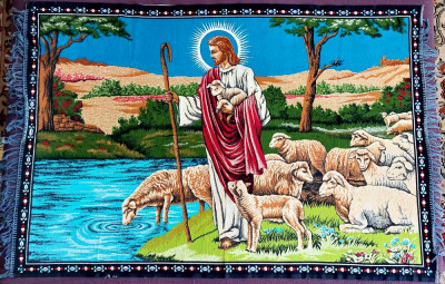 Isus, bunul păstor - carpeta imprimata, imprimeu textil 135 x 90 cm foto