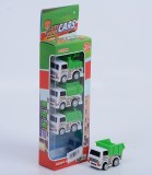 Set Jucarii 4 Camioane din Plastic cu Mecanism Tragere Inapoi, Incluse Macara, Cisterna, Basculanta, Varsta +3 ani